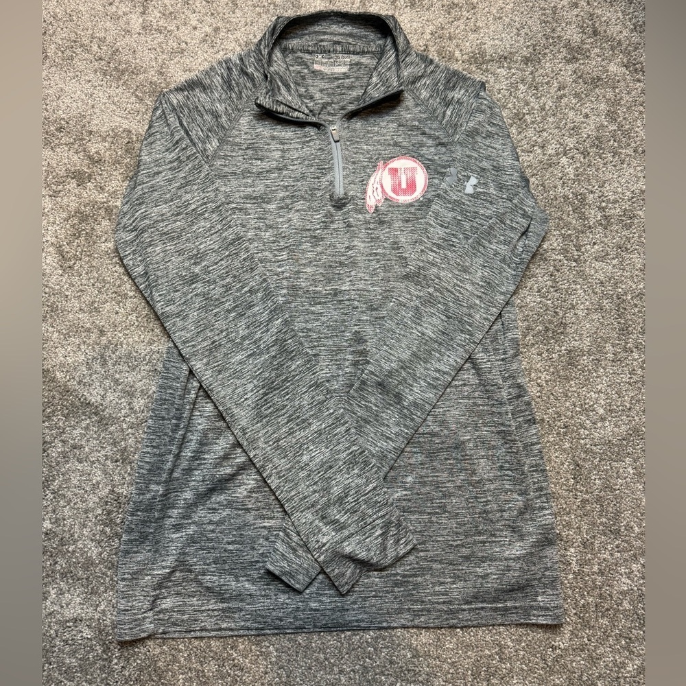 Mens Under Armour Utah Utes Sliver/Grey Long Sleeve Pull over (S)
